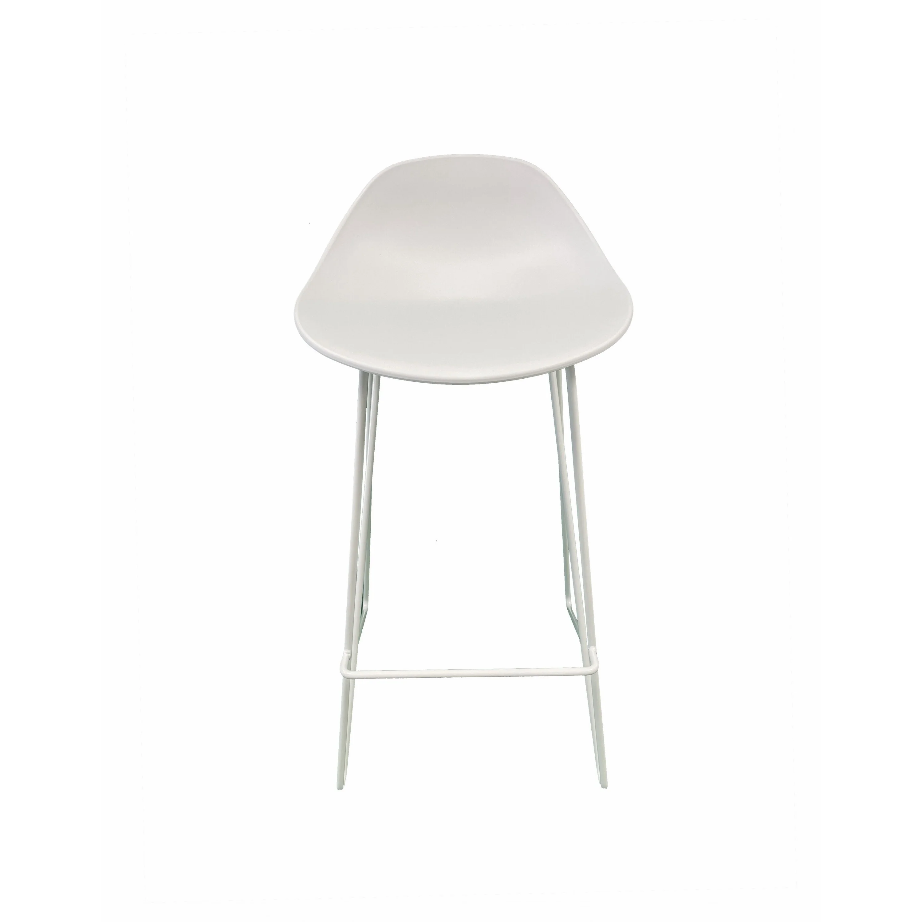 Bert 30 Inch Barstool Chair Set of 2, Low Back, Geometric White Metal