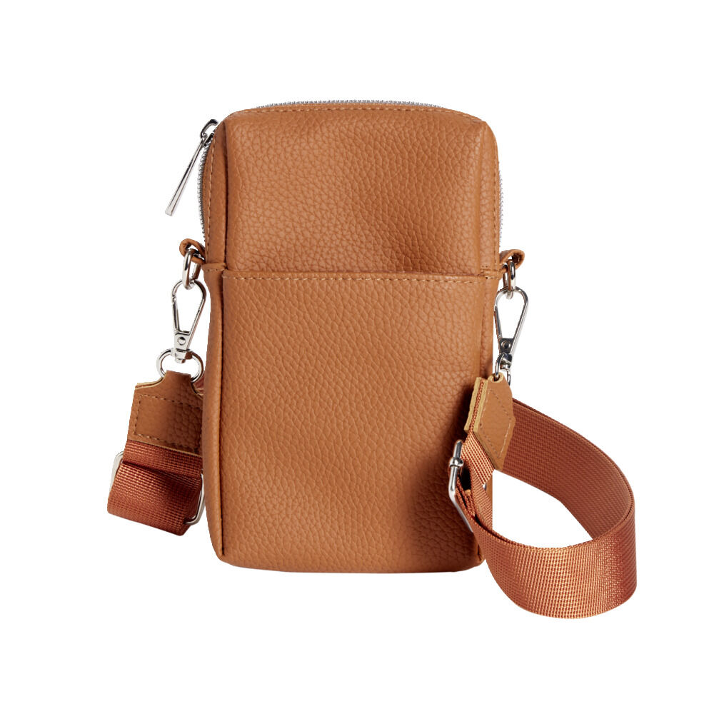 Sac bandoulière à téléphone simili uni 10xH16,5cm (6 modèles)