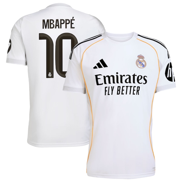 Kylian Mbappé Los Merengues adidas 2025/26 Home Replica Player Jersey - White/Blue