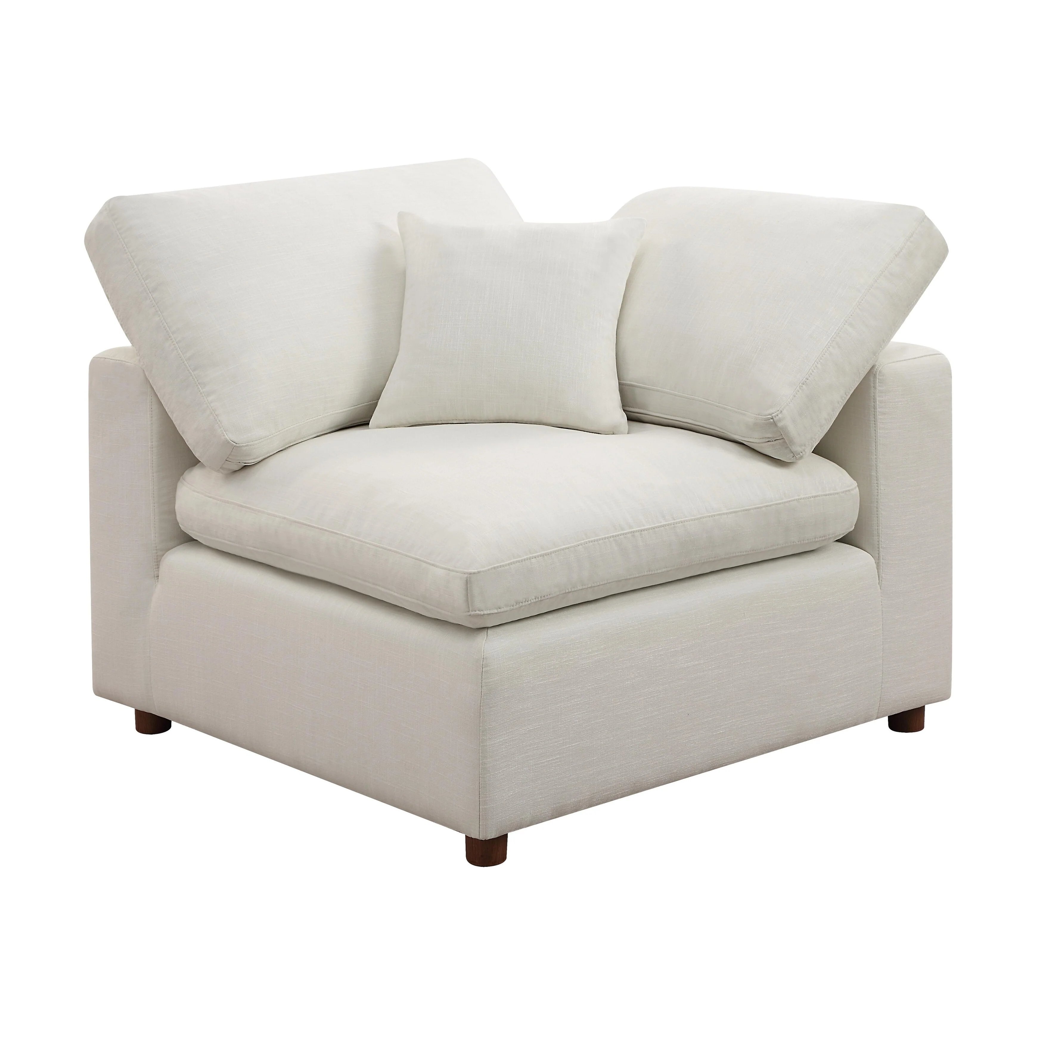 White Oversized 6-Seater Sectional Sofa with Ottoman & Pillows