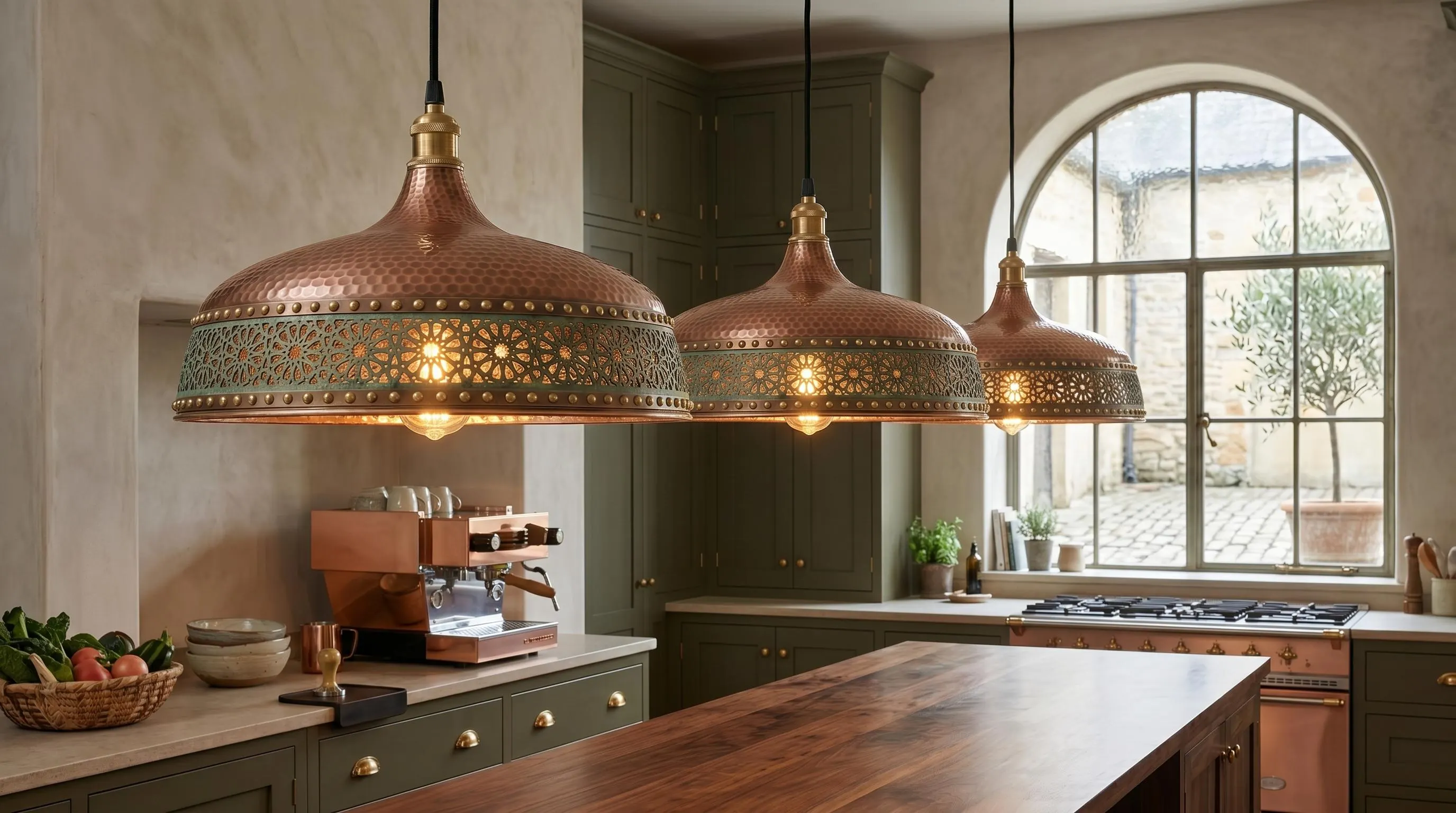 Handmade Copper Pendant Light, Rustic Industrial Ceiling Lamp