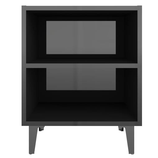 NNEVL Bed Cabinets with Metal Legs 2 pcs High Gloss Black 40x30x50 cm