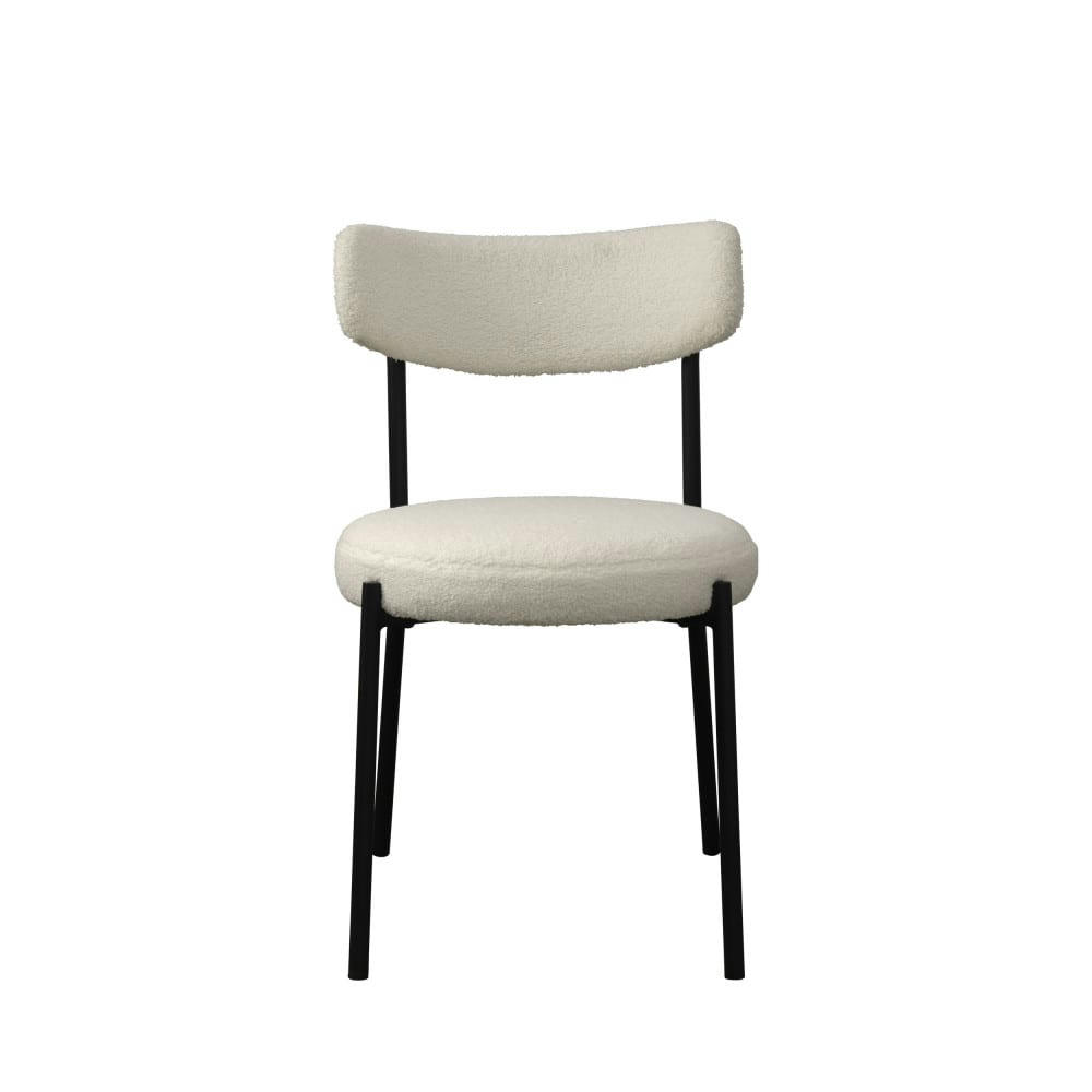 ENNIS - Lot de 2 chaises en tissu bouclette et métal ecru