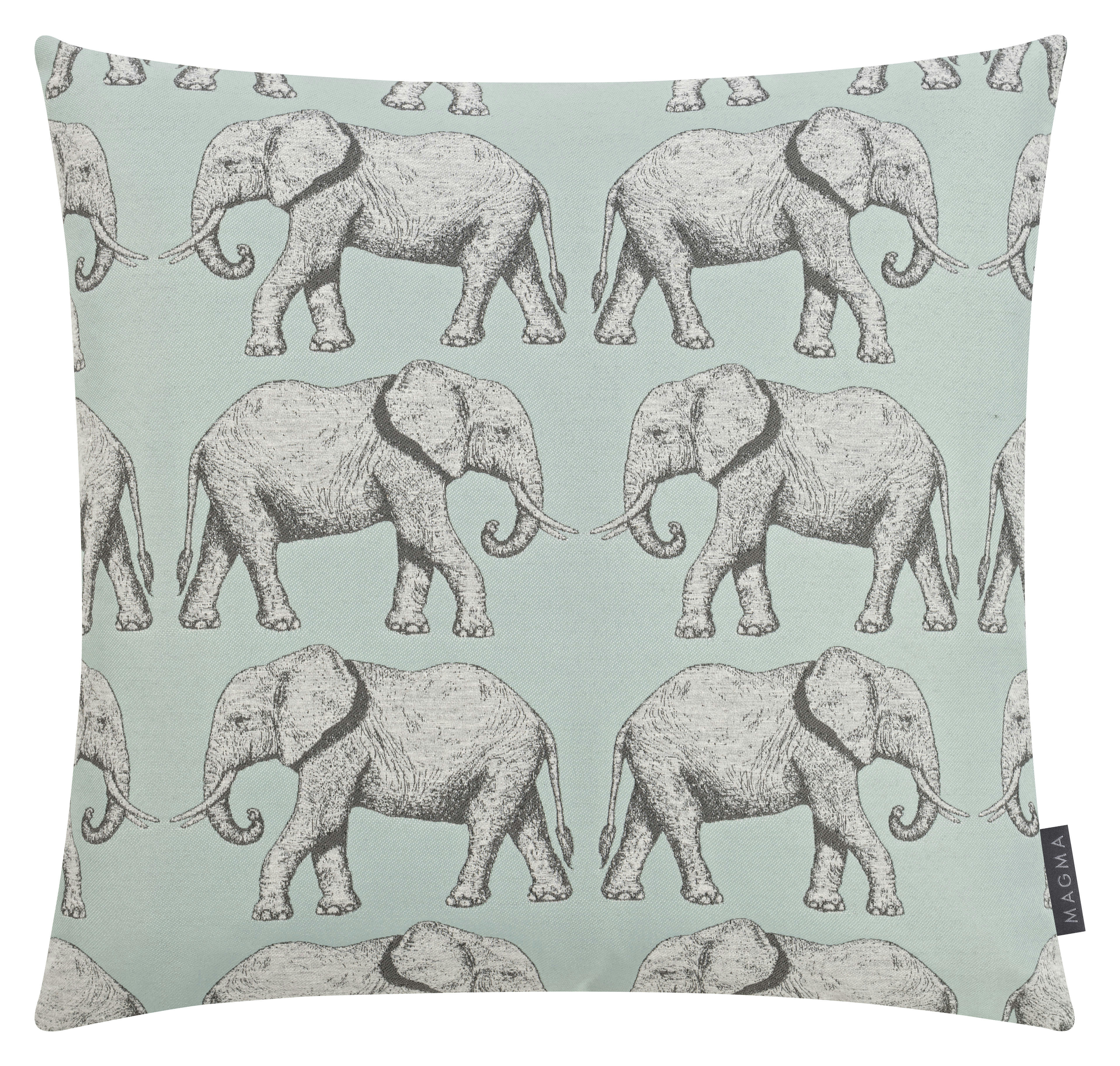 MOMBASA - Housse de coussin jacquard éléphants vert jade 50x50