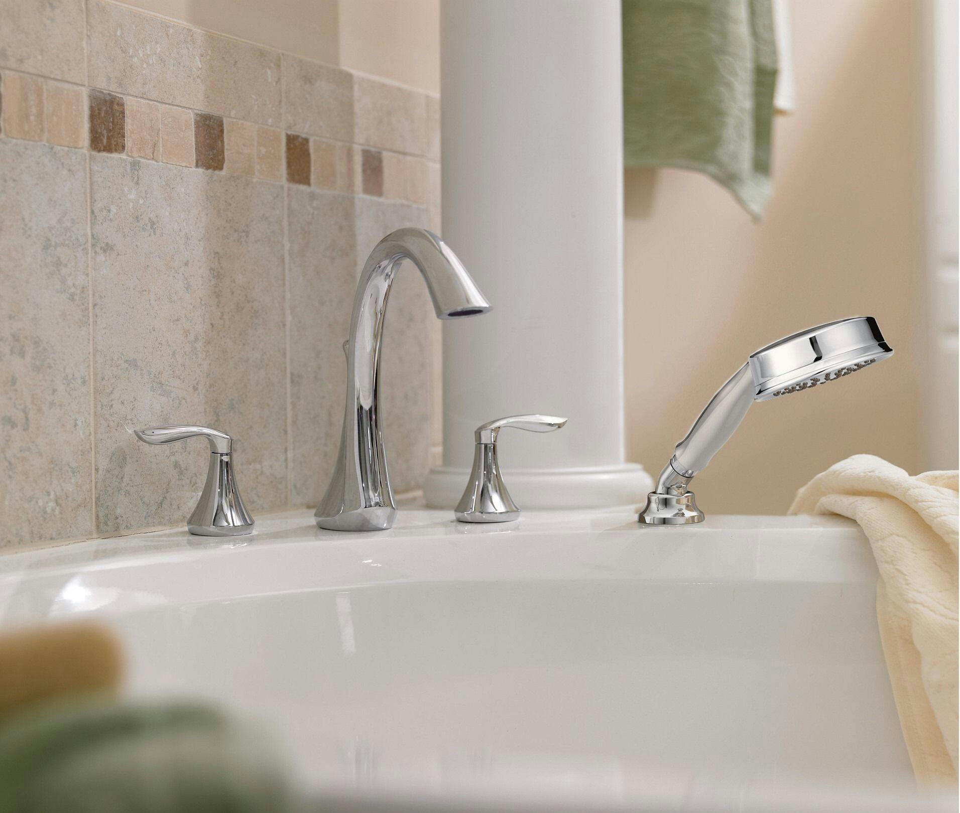 Moen EVA 2-Handle High Arc Roman Tub Faucet & Handshower without Valve, Oil Rubbed Bronze