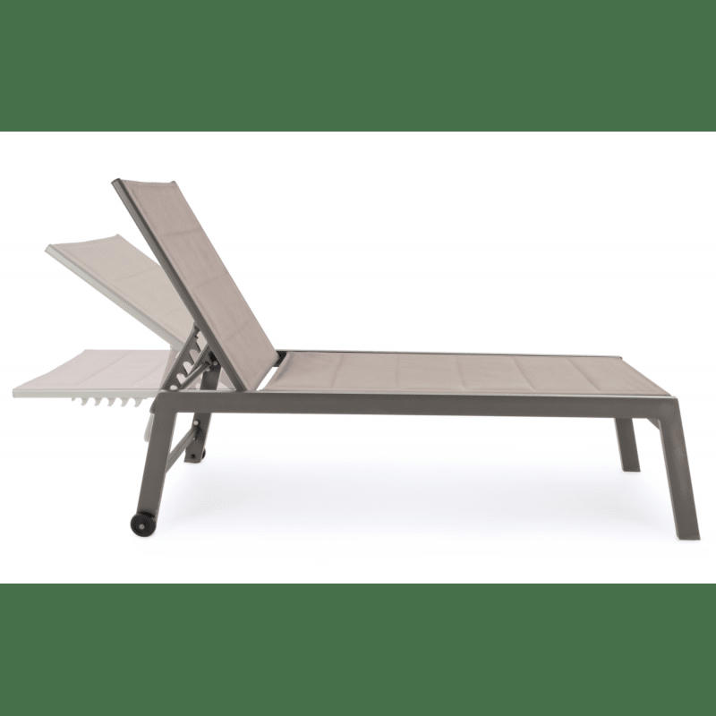 HILDE - Chaise longue haute aluminium et textilène café
