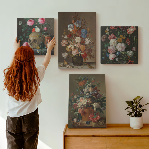 Obraz canvas 4 częściowy Kwiaty vintage |40x40, 40x60| Wallfluent