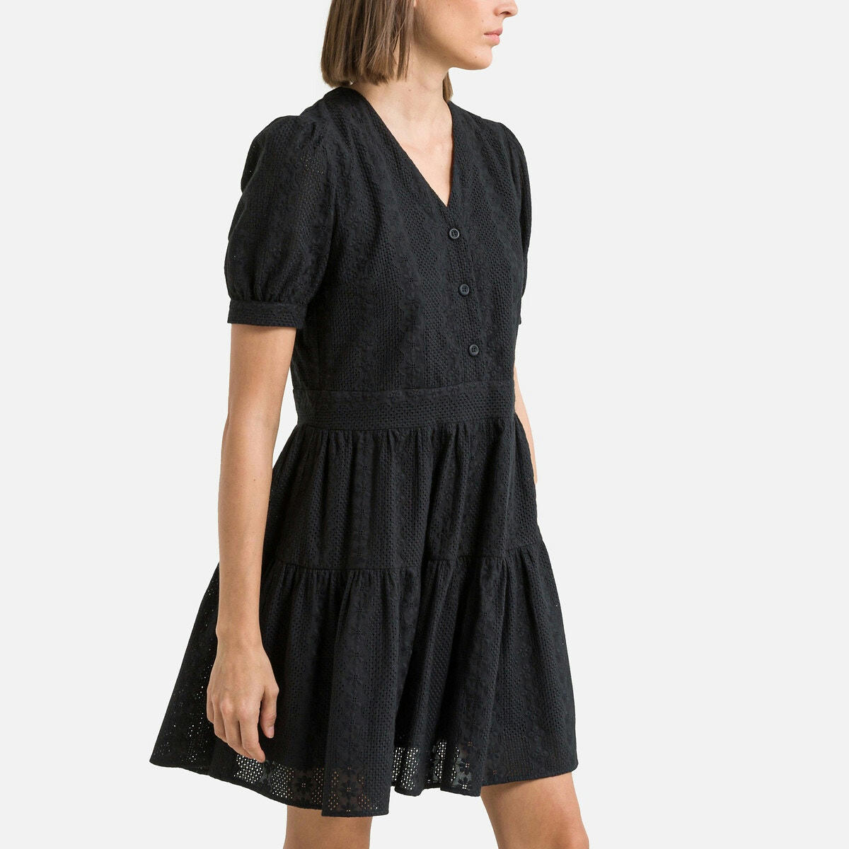 Robe courte évasée, manches courtes