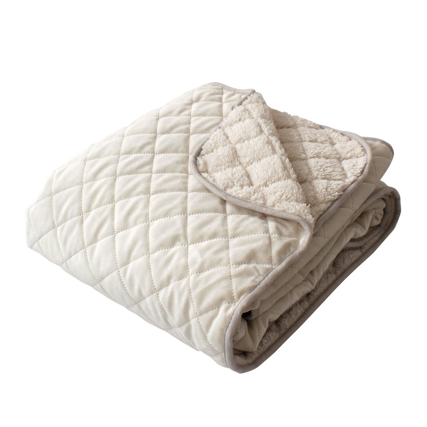 - Plaid en velours et sherpa polyester/velours ecru 125x150 cm