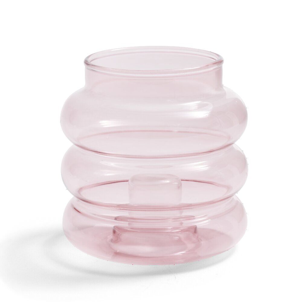 Bougeoir anneau rose clair Ø9xH8,5cm