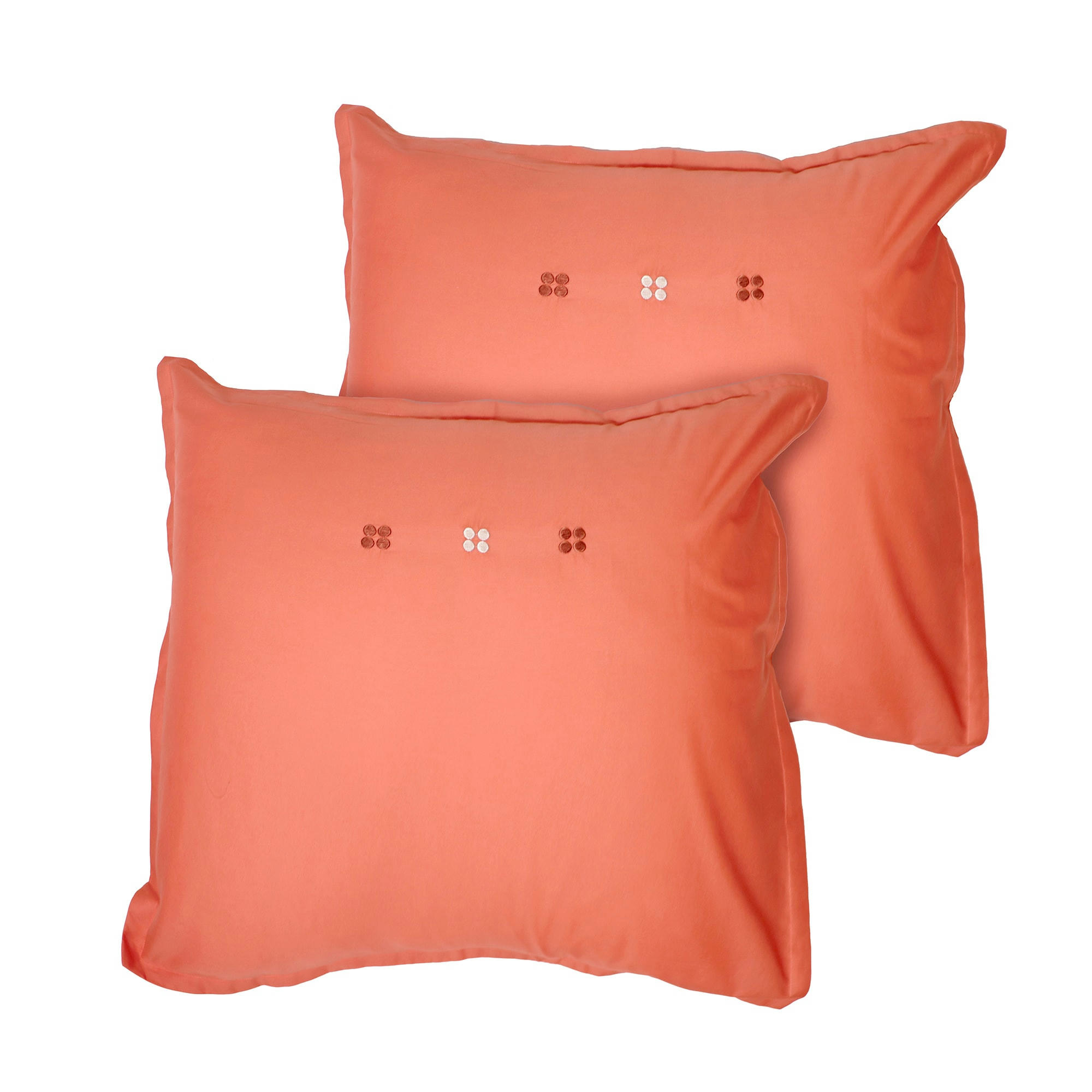 DRAGÉES DÉLICES - Set de 2 taies d’oreiller brodées percale BIO Terracotta 65x65cm