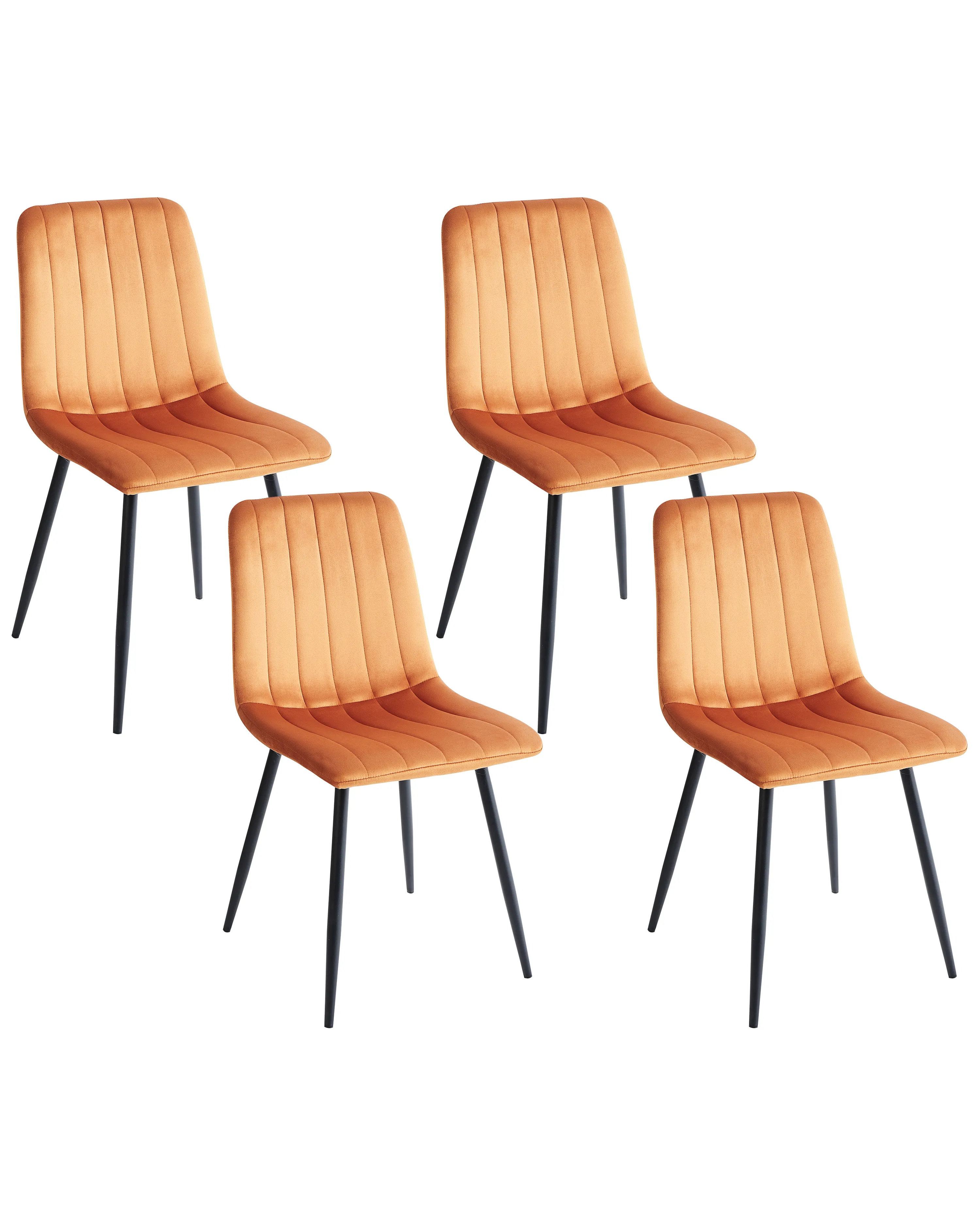 Set of 4 Dining Chairs KALISPELL Velvet Orange