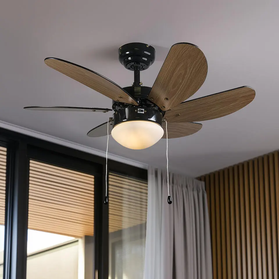 Qazqa plafondventilator fresh zwart e14