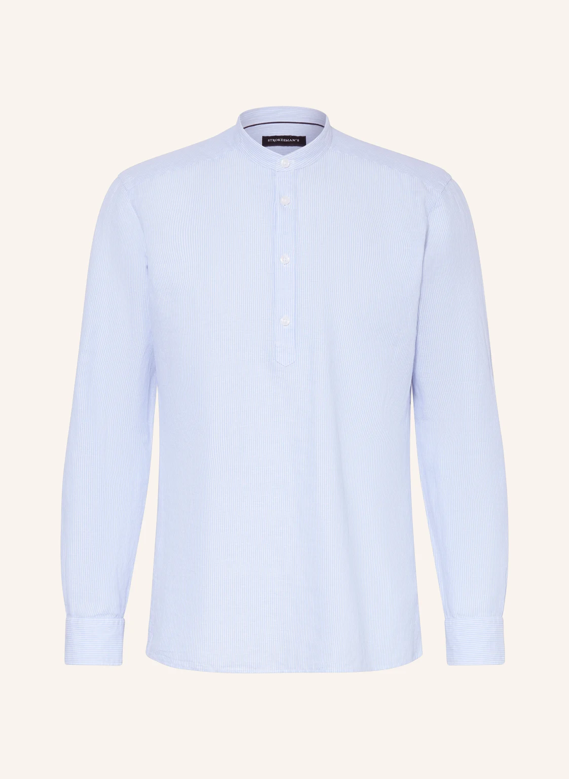 STROKESMAN'S Hemd Regular Fit mit Leinen und Stehkragen
