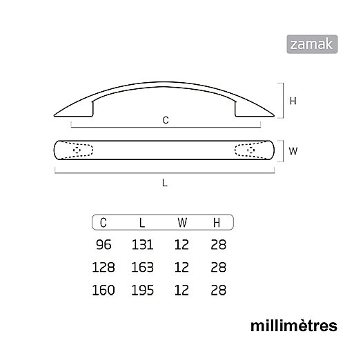 6 Un. poignées de meuble en chromé mat pourtous les types s et armoires - entraxe 96MM