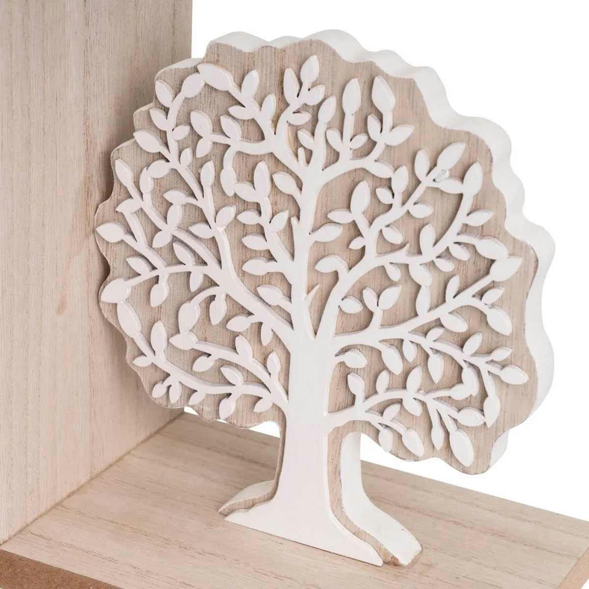 - Serre-livre en bois Arbres naturel et blanc