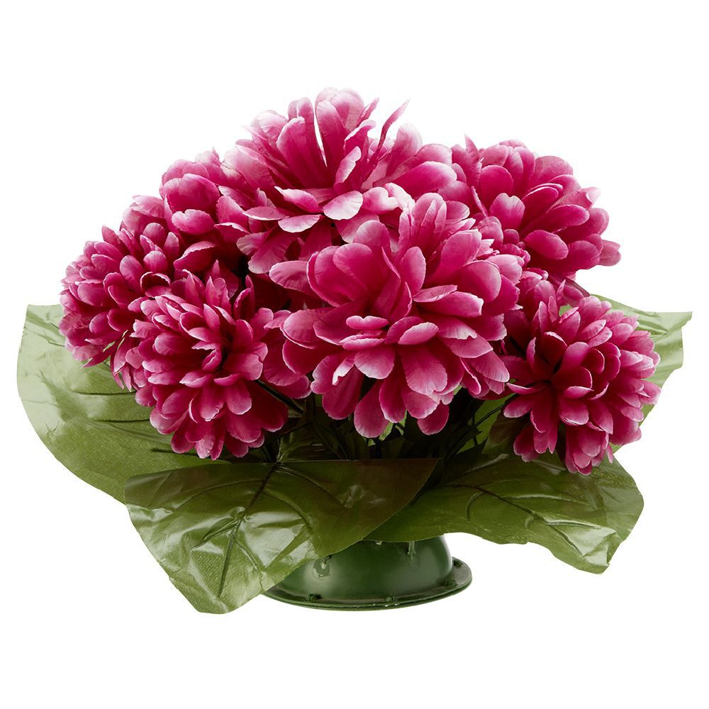 Coussin chrysanthème artificiel 15 têtes violet