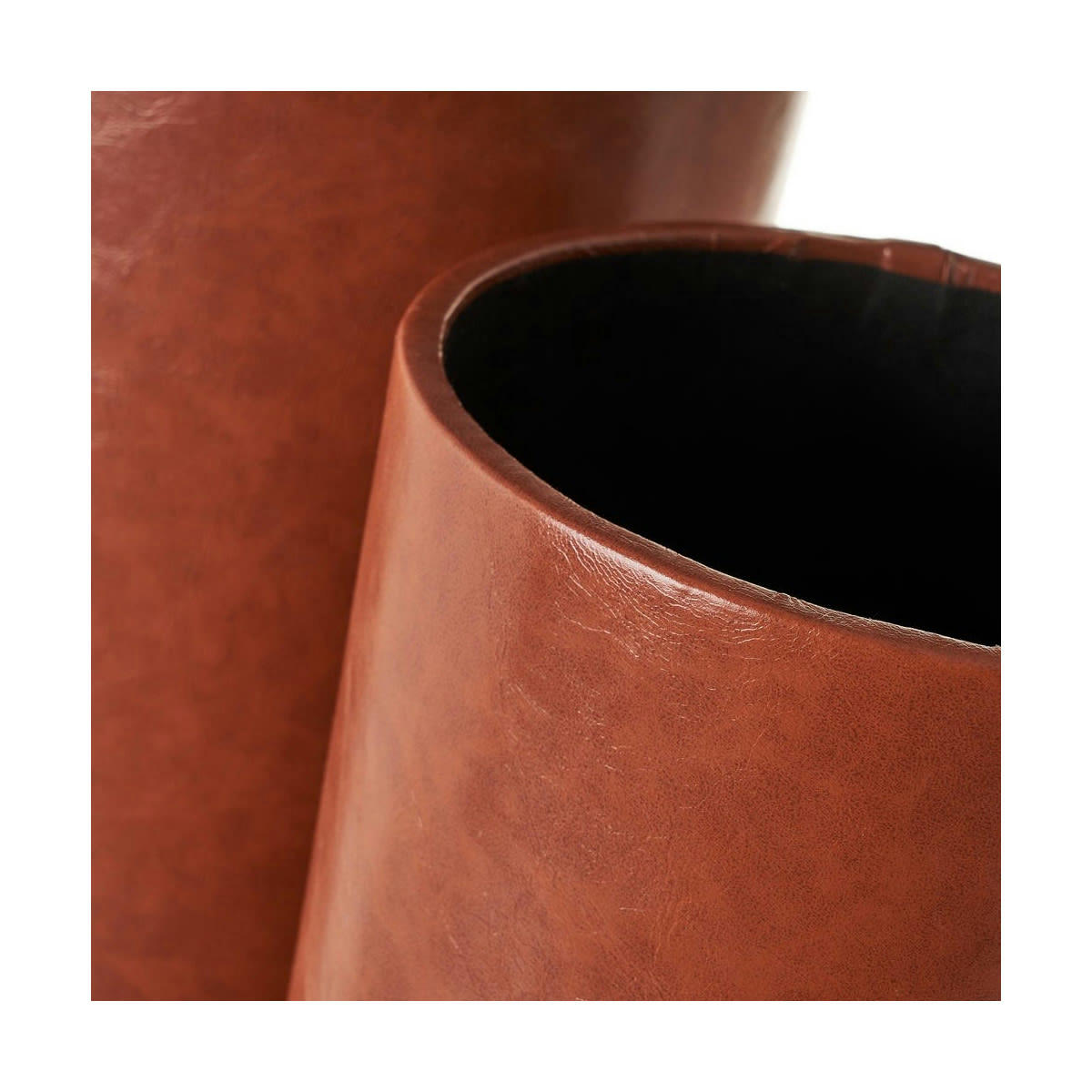 SIMILICUIR - Set de 2 porte-parapluies ronds en similicuir 23x23x54cm