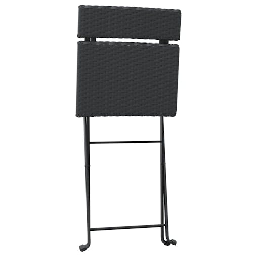 NNEVL Folding Bistro Chairs 6 pcs Black Poly Rattan and Steel