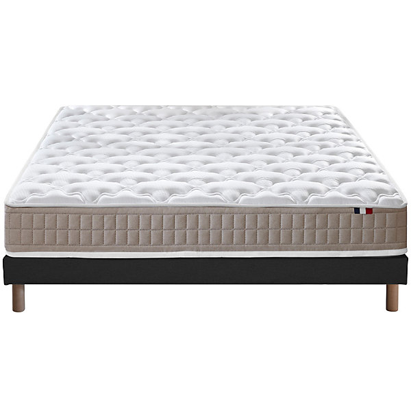 Ensemble matelas 100% latex 3 zones sommier noir 140x190