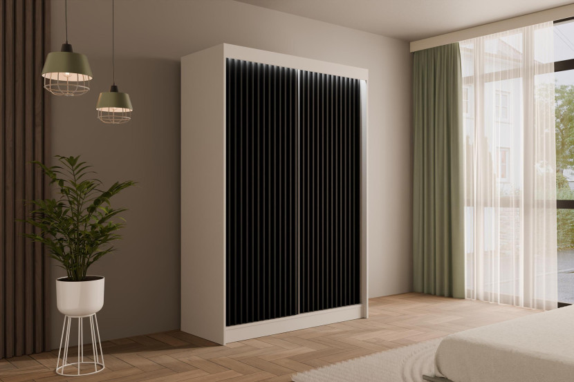 Szafa LED z drzwiami przesuwnymi i lamelami VILANv2 100 x 215 cm