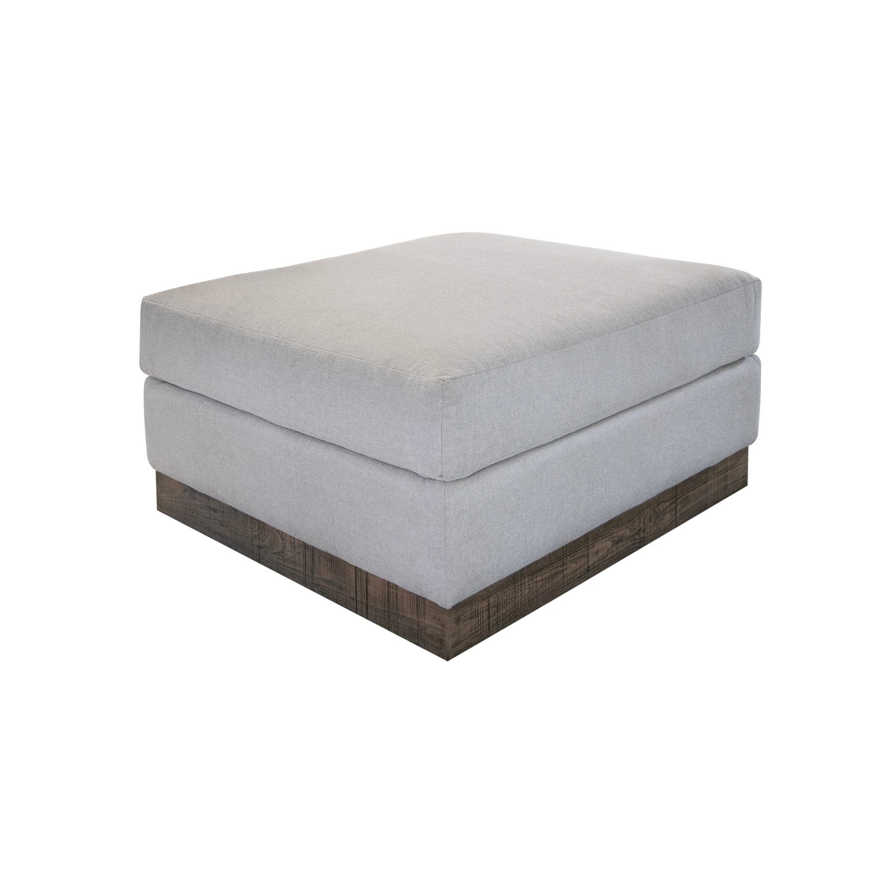 Jeni Ottoman, Modern 39 Inch, Corner Blocks, Solid Wood, Beige Polyester