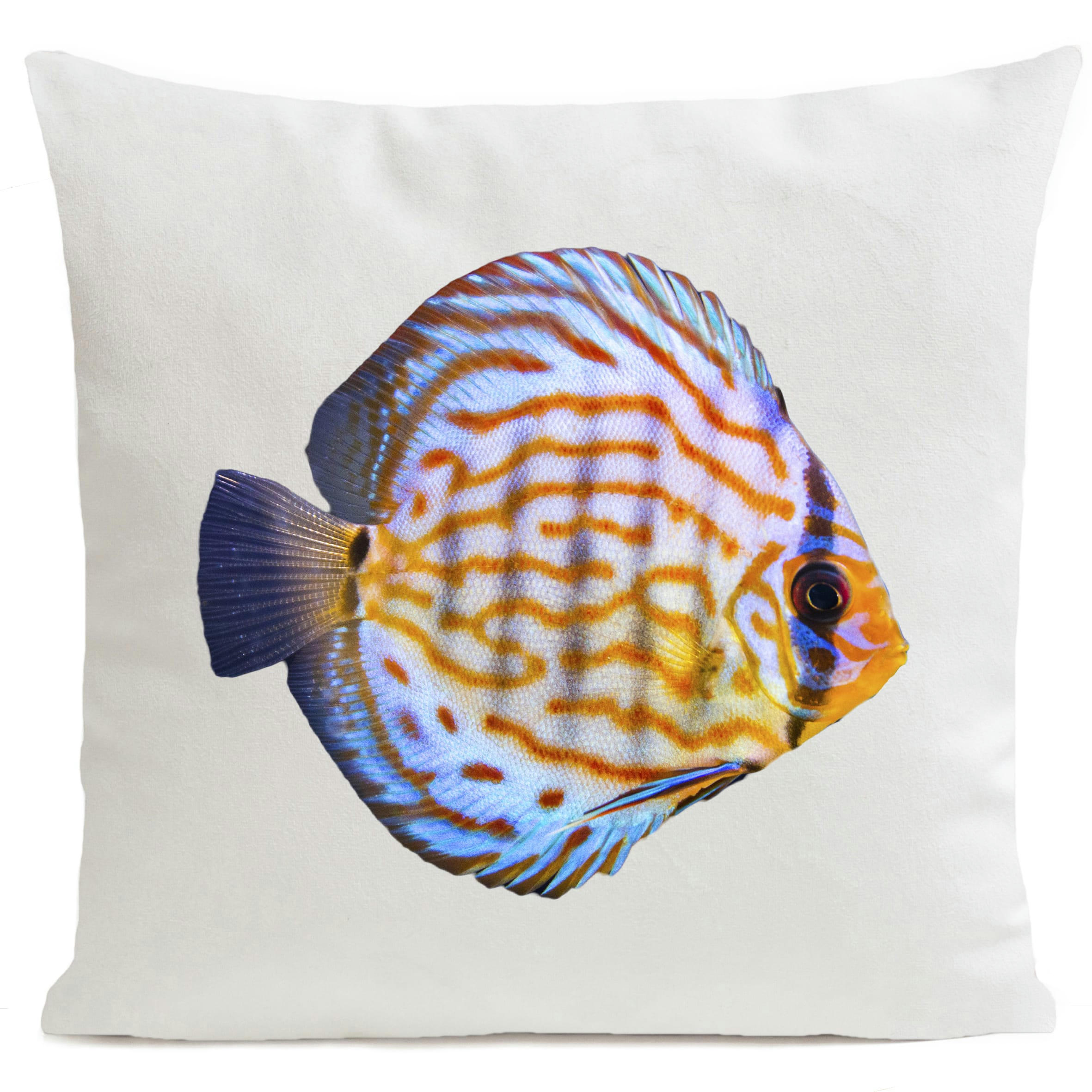 - Coussin bord de mer poisson blanc suédine 40x40cm
