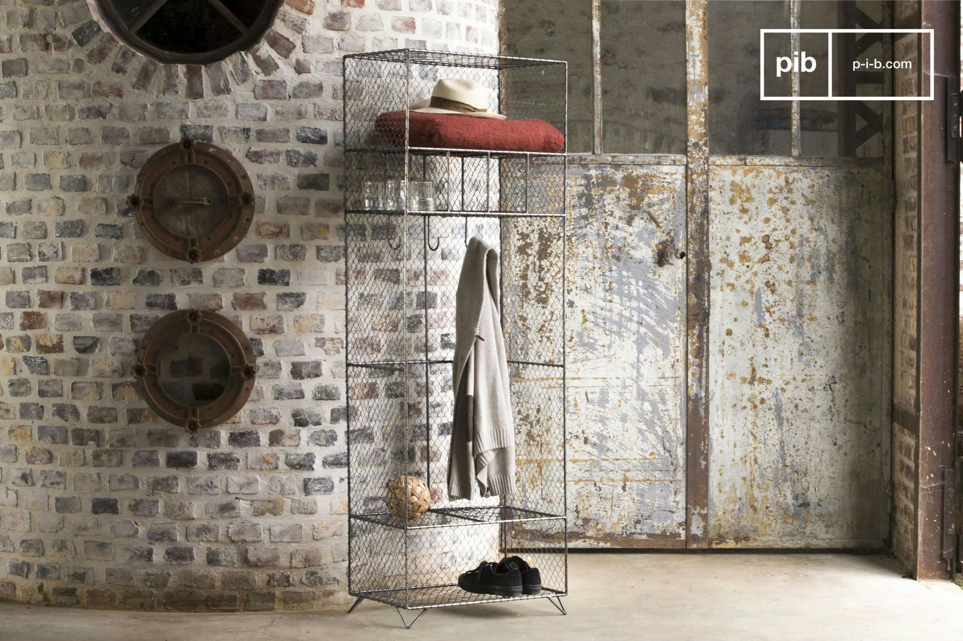 ONTARIO - Penderie grillagée en métal argenté