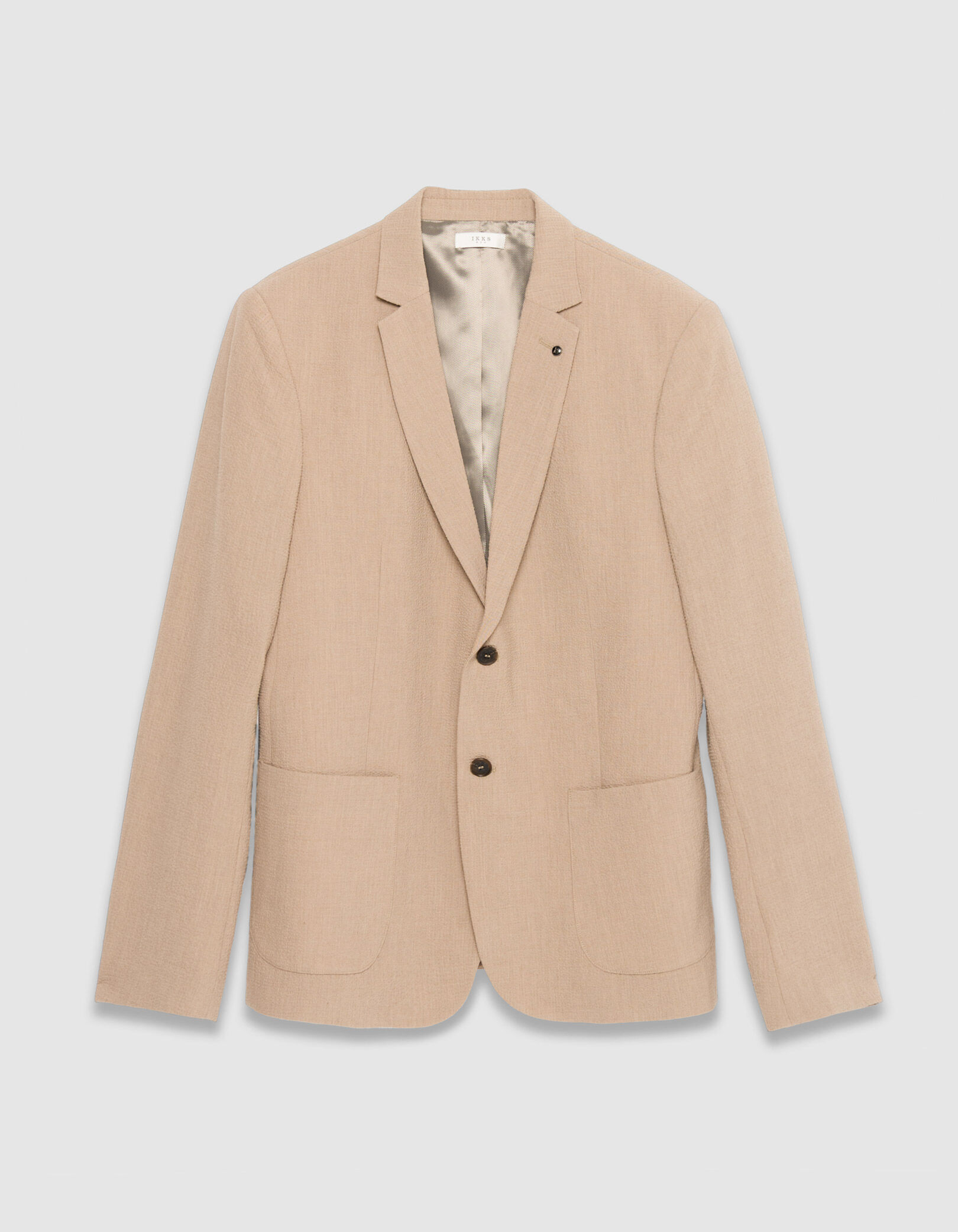 Veste de costume beige foncé seersucker TRAVEL SUIT Homme