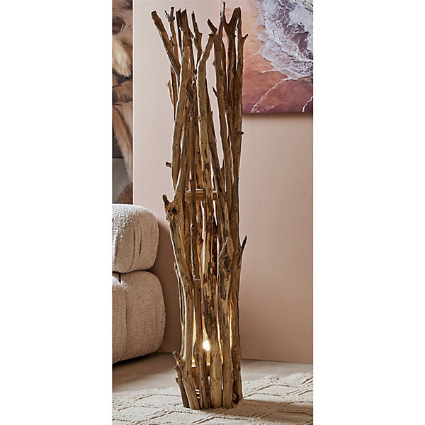 Lampe sur pied design branches naturelles bois de châtaignier 35 x 35 x 150 cm bois naturel châtaignier clair