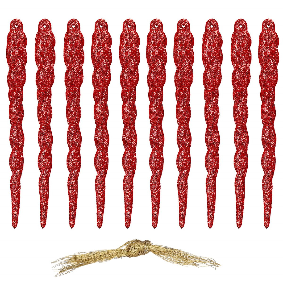Bombki choinkowe sople 10 szt. nietłukące 12 cm brokatowe