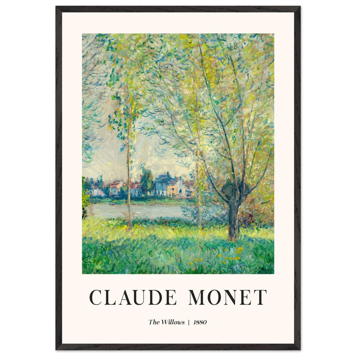 Artfulprints Poster met Lijst Claude Monet - The willows  - 70x100 cm - Groen