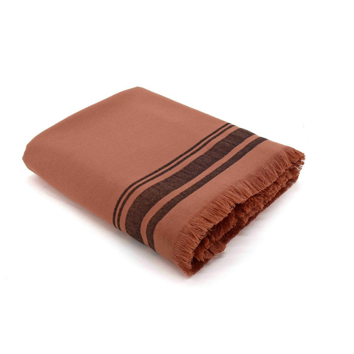FARO - Fouta éponge coton  100x180 rose argile / noir
