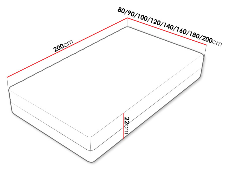 Dwustronny materac piankowy Uno 22 cm