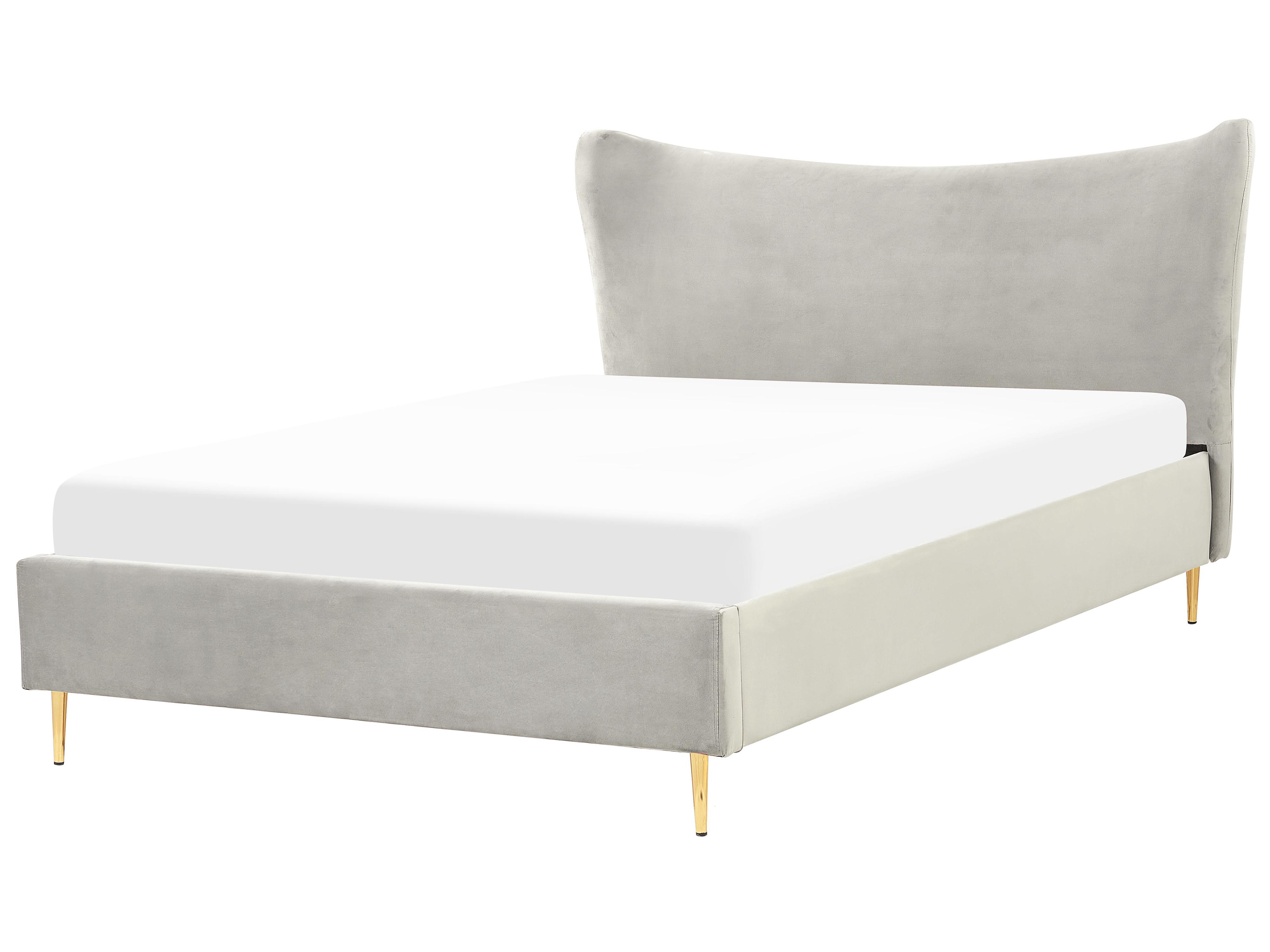 Bed Velvet CHALEIX 140 x 200 cm (EU Double) Light Grey