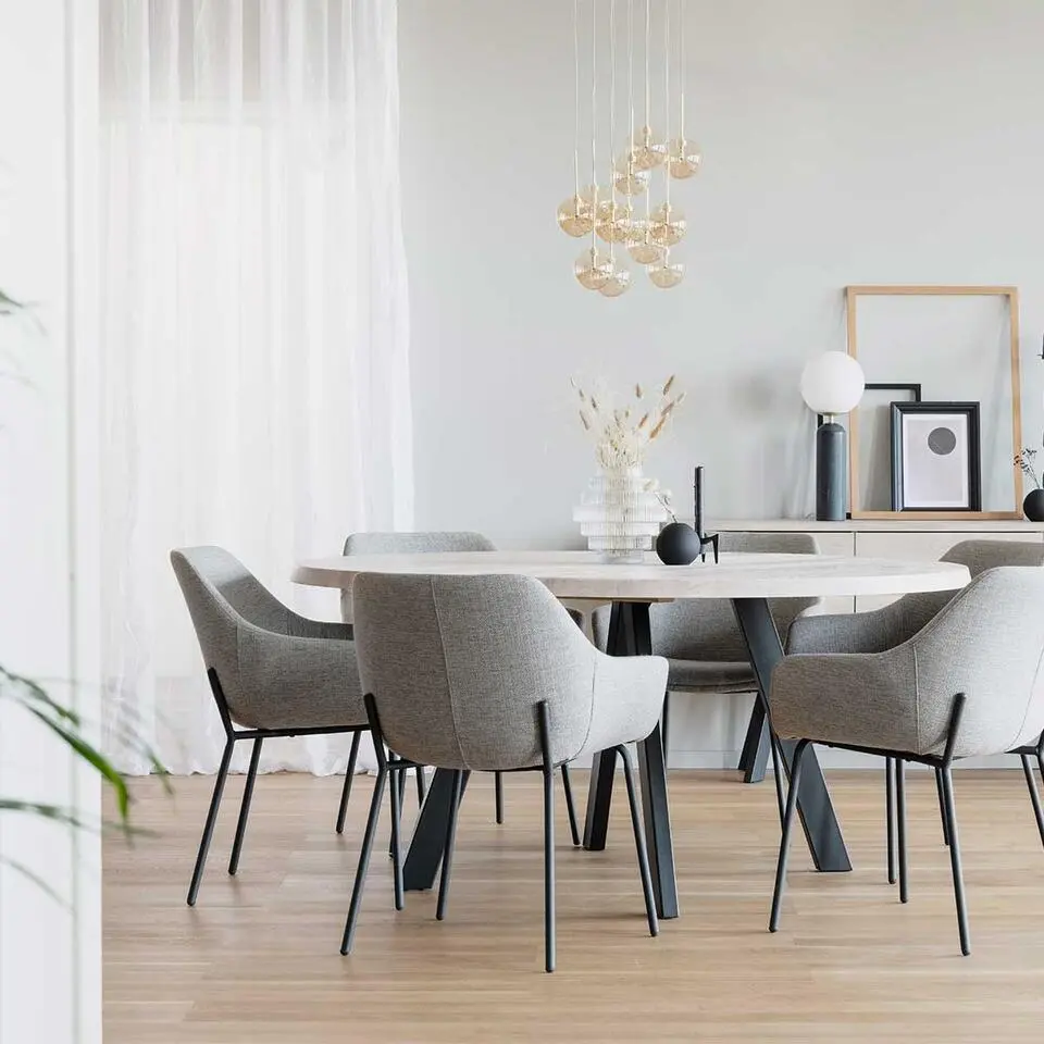 Rowico Home Haley Eetkamerstoel Lichtgrijs - Armleuning - Set Van 2