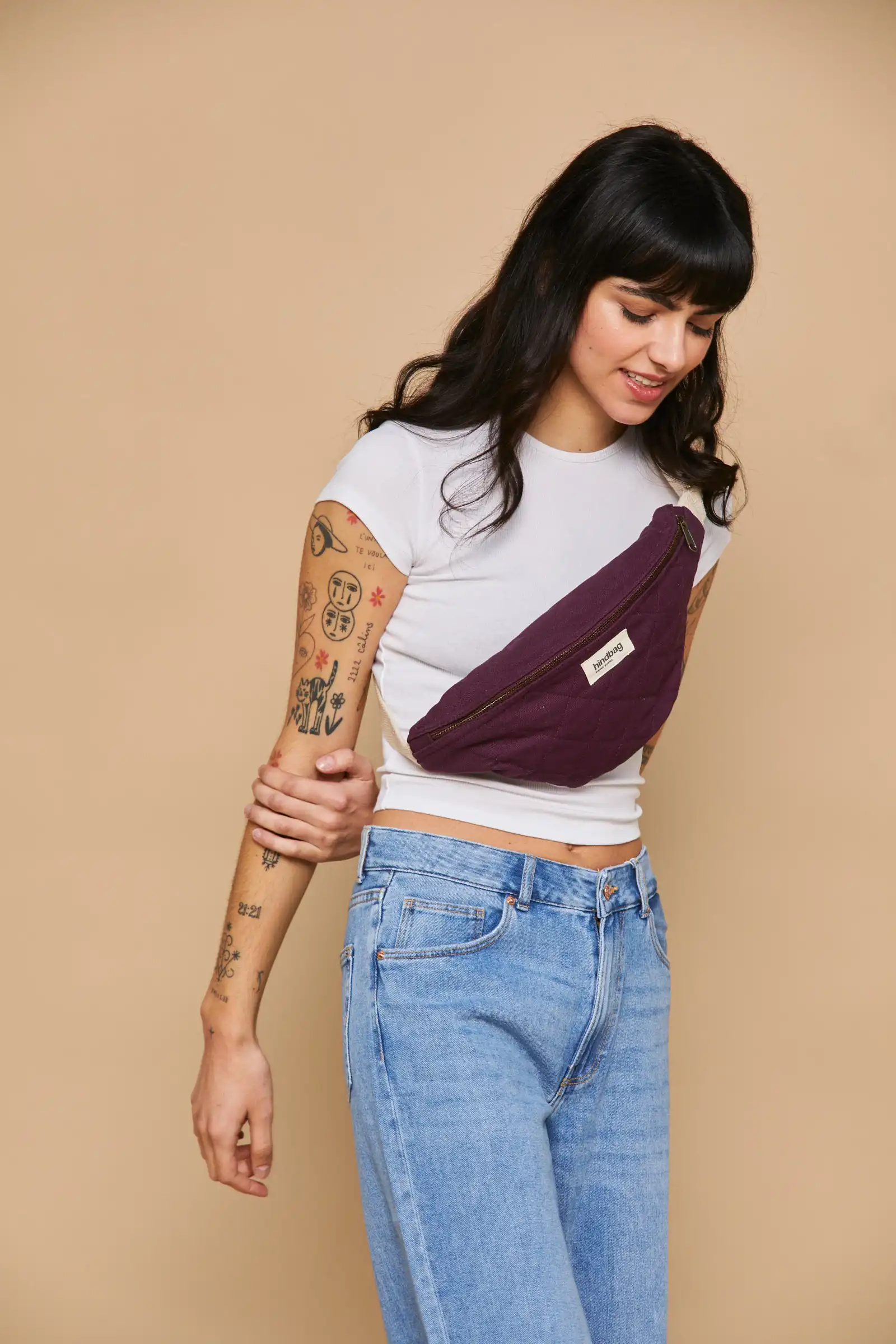 Sac banane matelassé Olivia Prune
