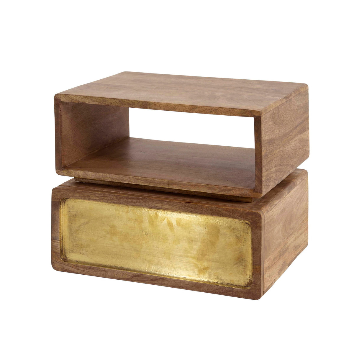 Giga Meubel Nachtkastje Brass - Naturel Hout - 40x30x33cm