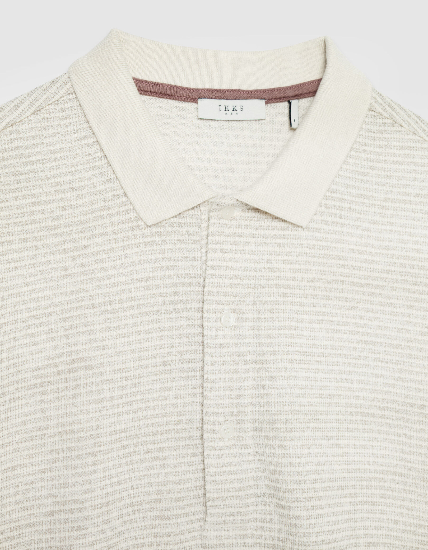 Polo manches courtes beige fines rayures Homme