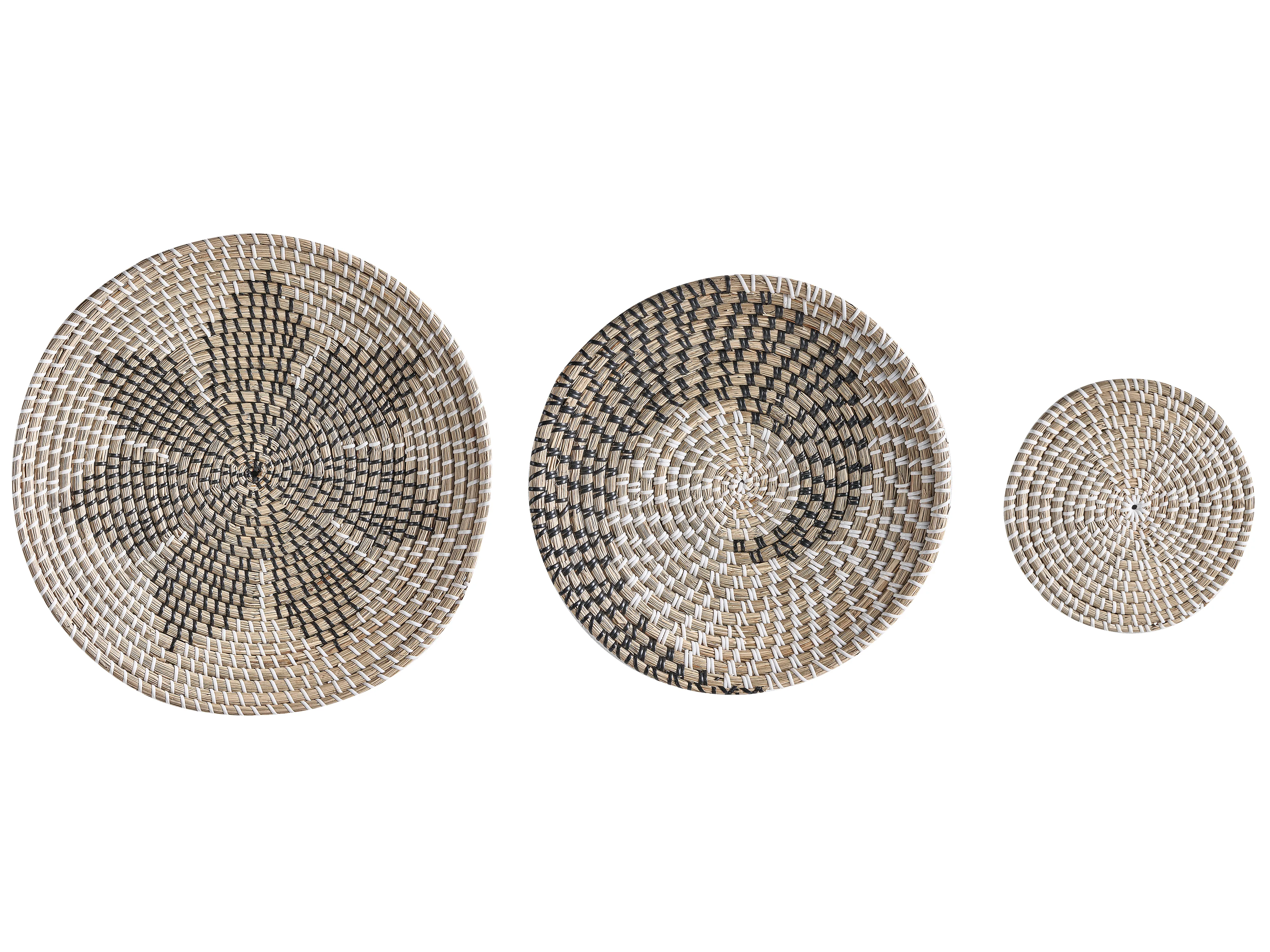 Set of 3 Hanging Decorations CANTHO Seagrass 40/35/20 cm Black