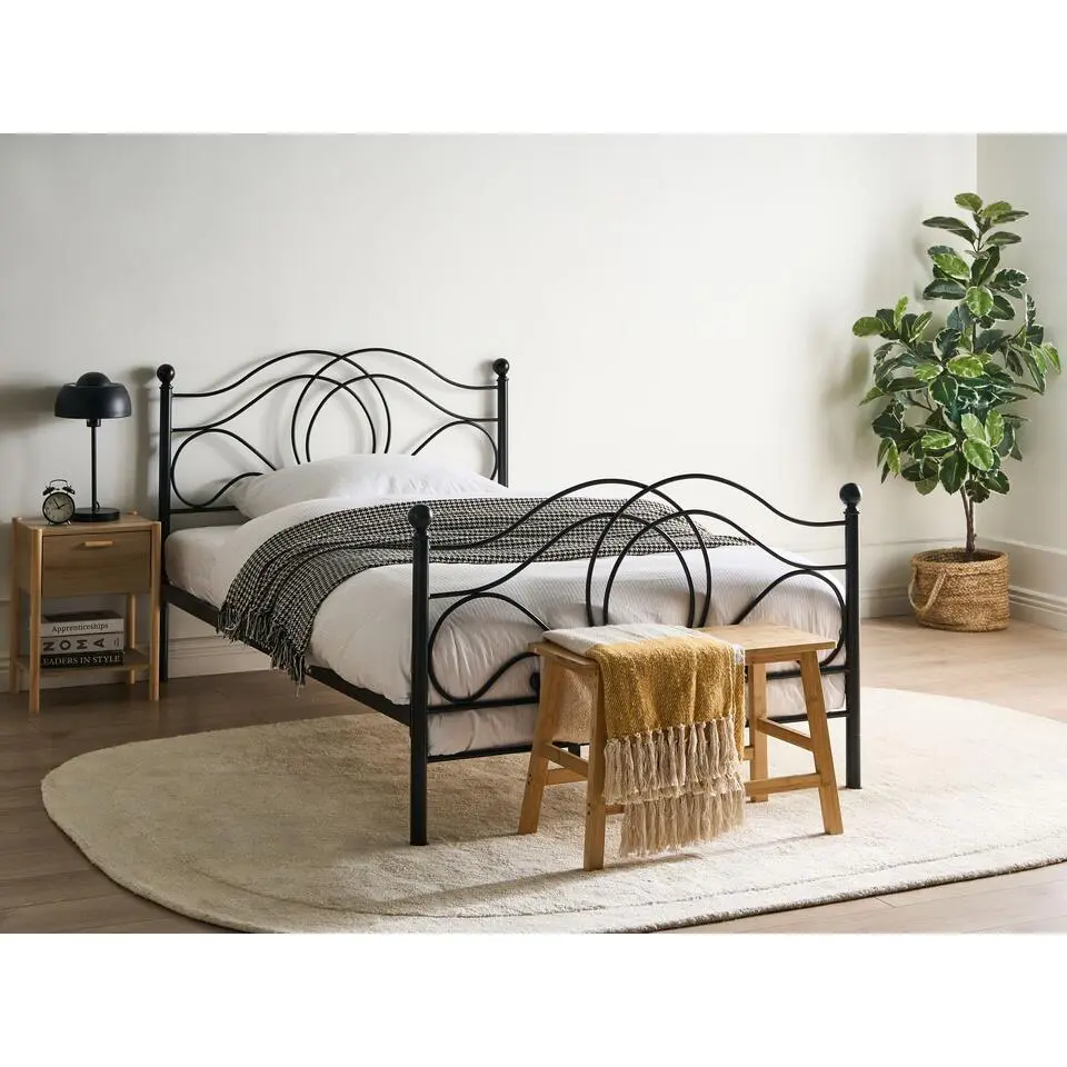 LYRA - Tweepersoonsbed - Zwart - 120 x 200 cm - Metaal