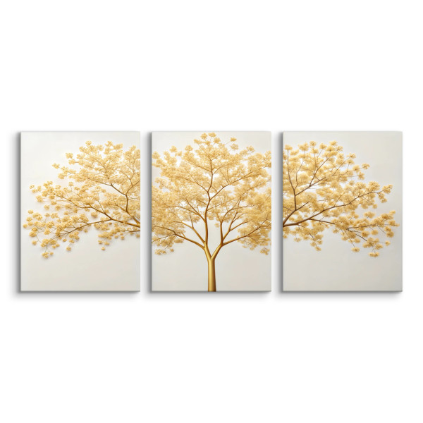 3x Obraz Set Złote Abstrakcyjne Drzewo 30x40cm