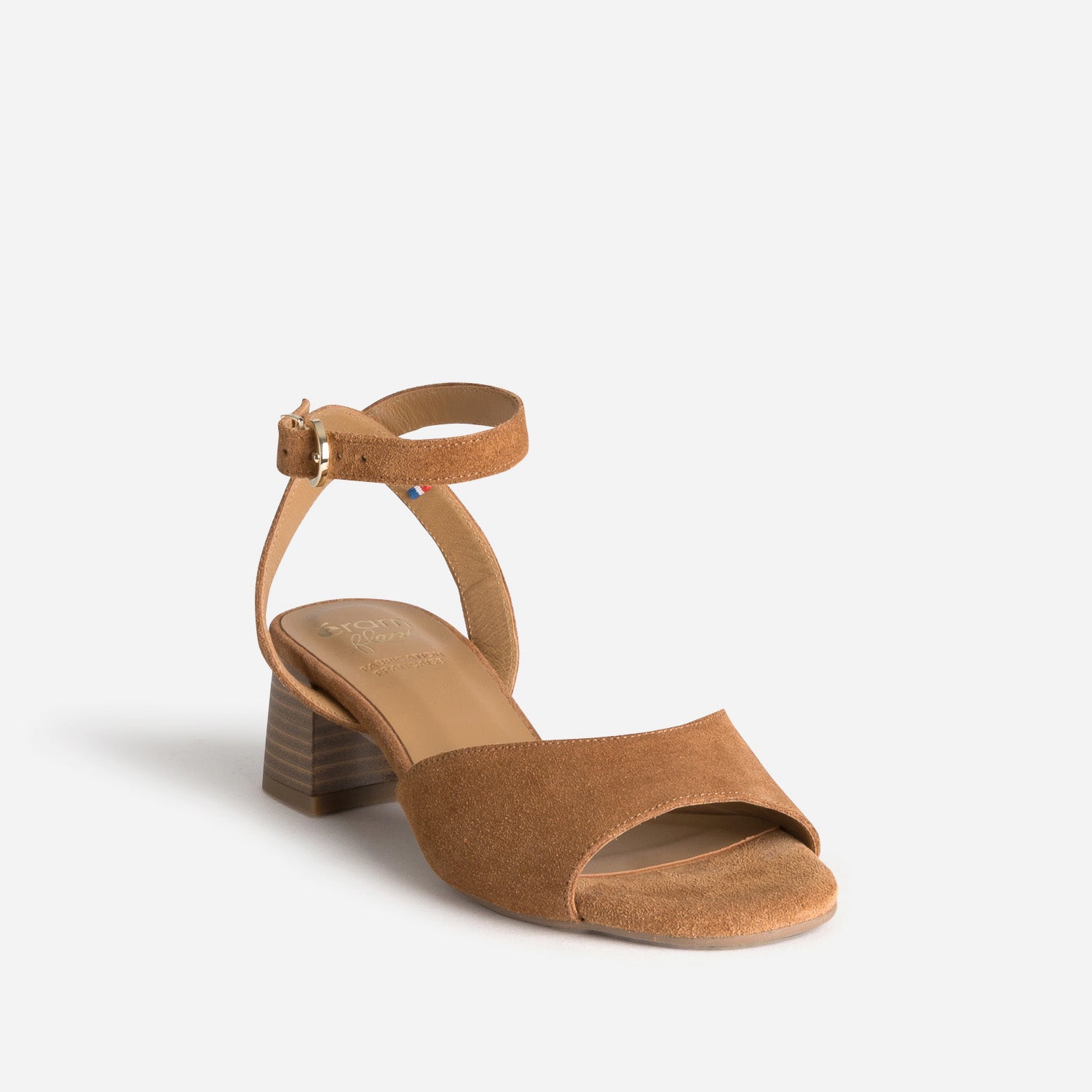 Sandale ERAM FLEX cognac cuir velours