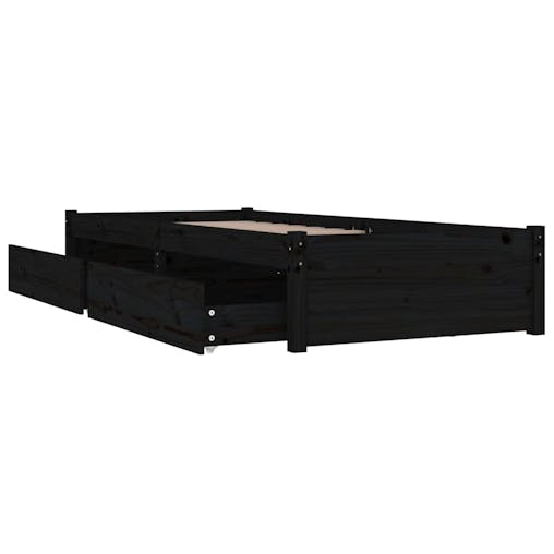 NNEVL Bed Frame with Drawers Black 90x190 cm 3FT Single