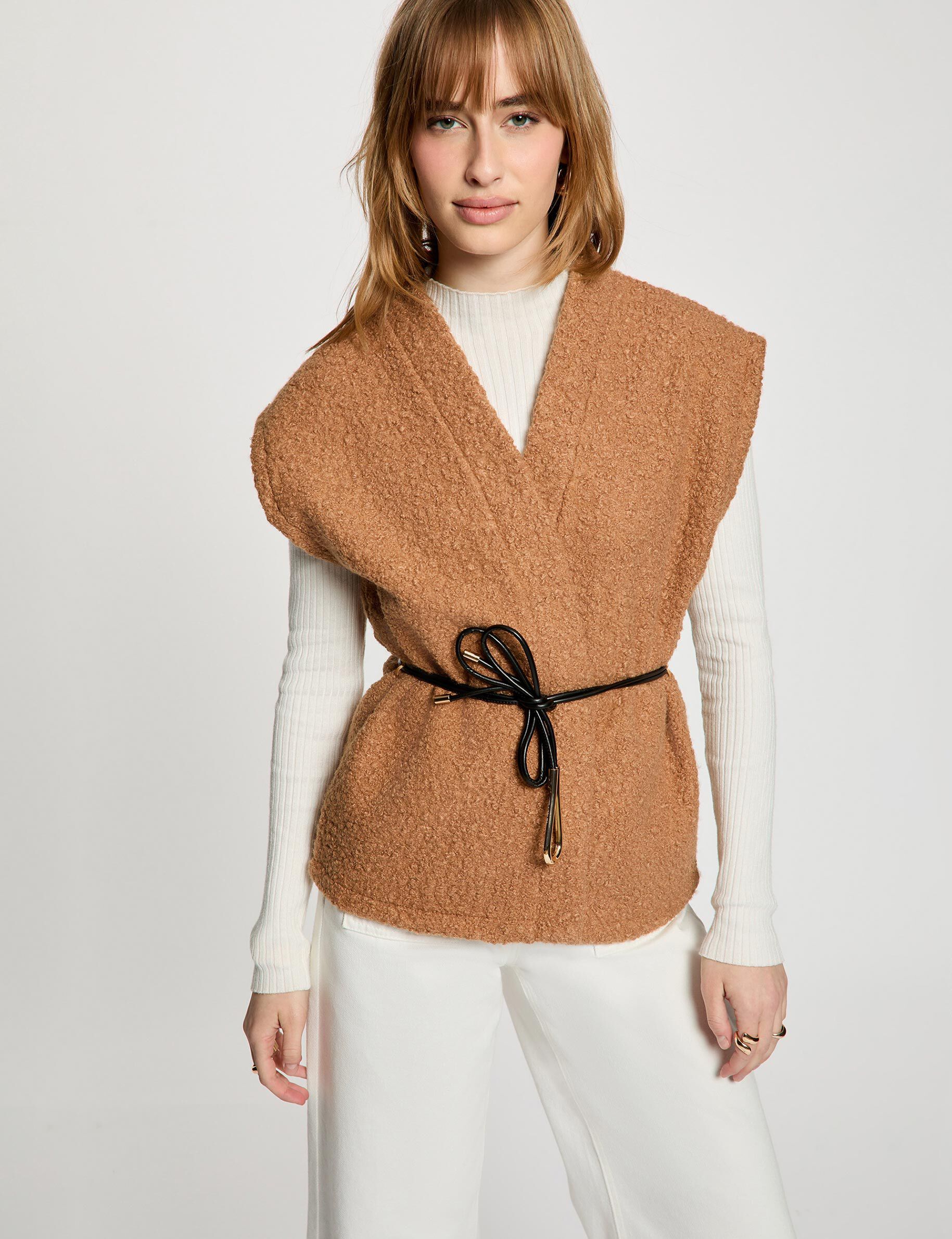 Sleeveless Jacket Camel Women