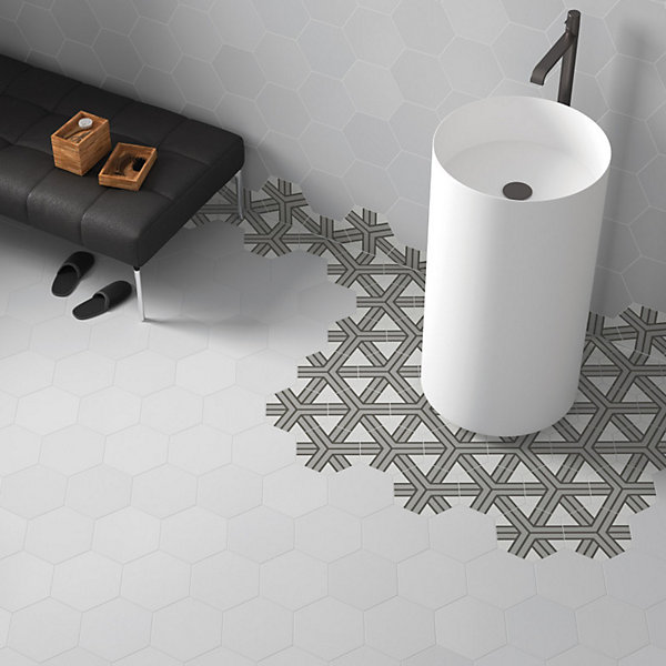Carrelage sol / mur hexagonal à motif coloré 17,5x20 cm COIMBRA ALPHA 30656
