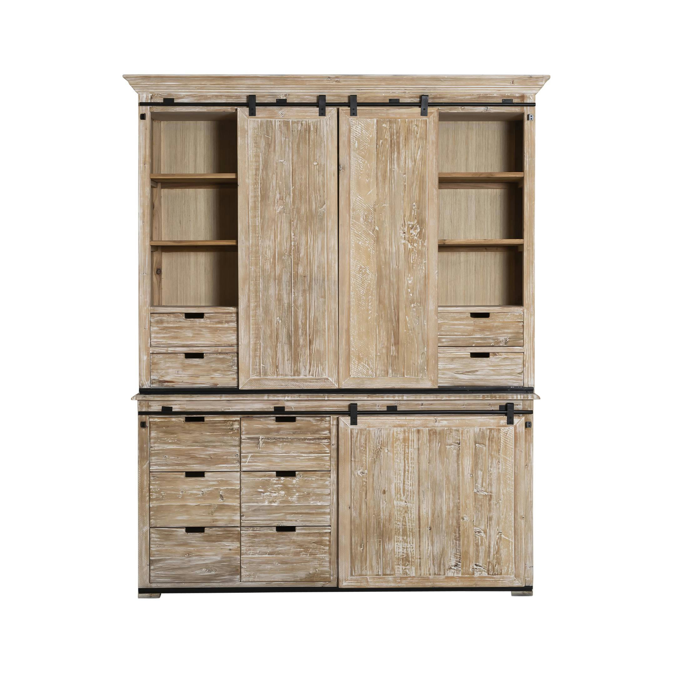 - Vaisselier en bois gris clair 187 cm