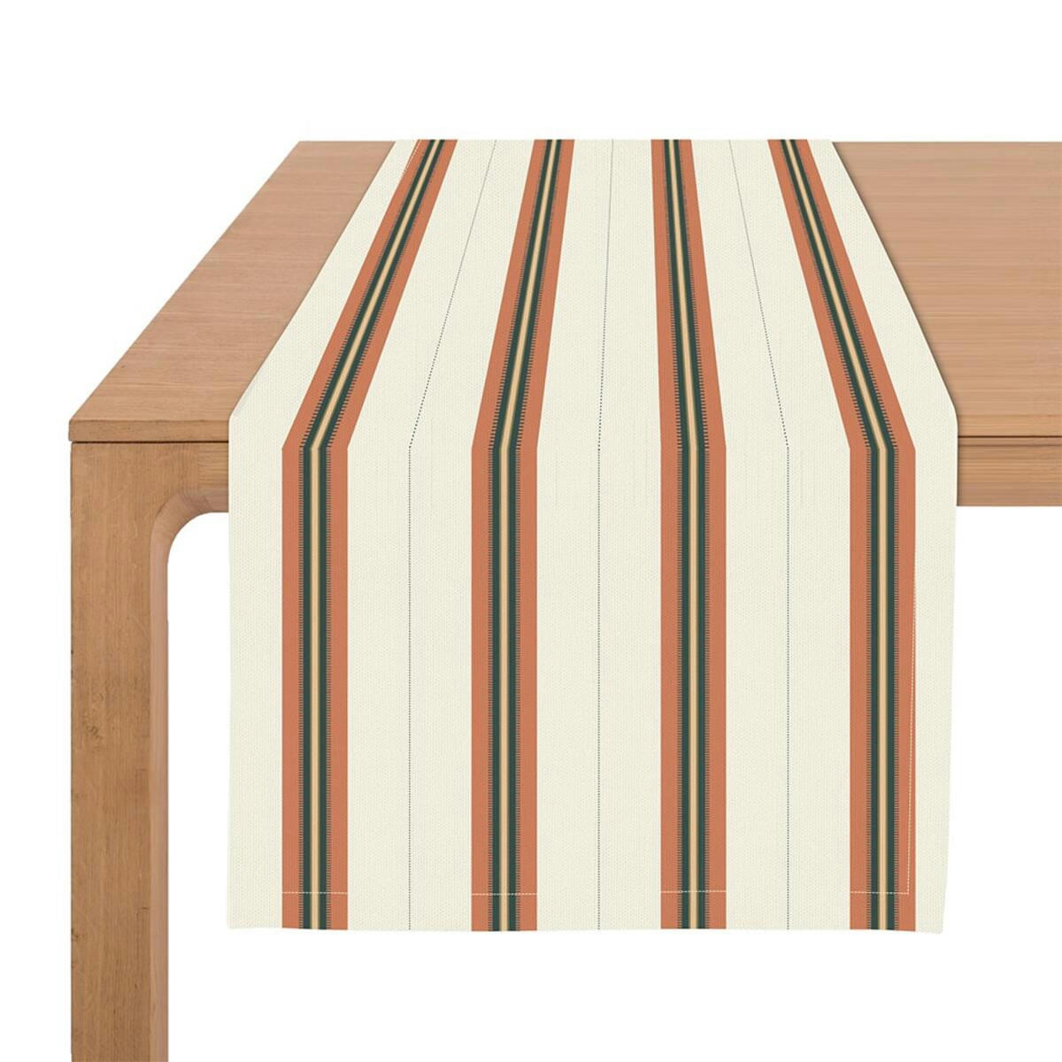 KANBO - Chemin de table coton et lin Terracotta 50x155 cm