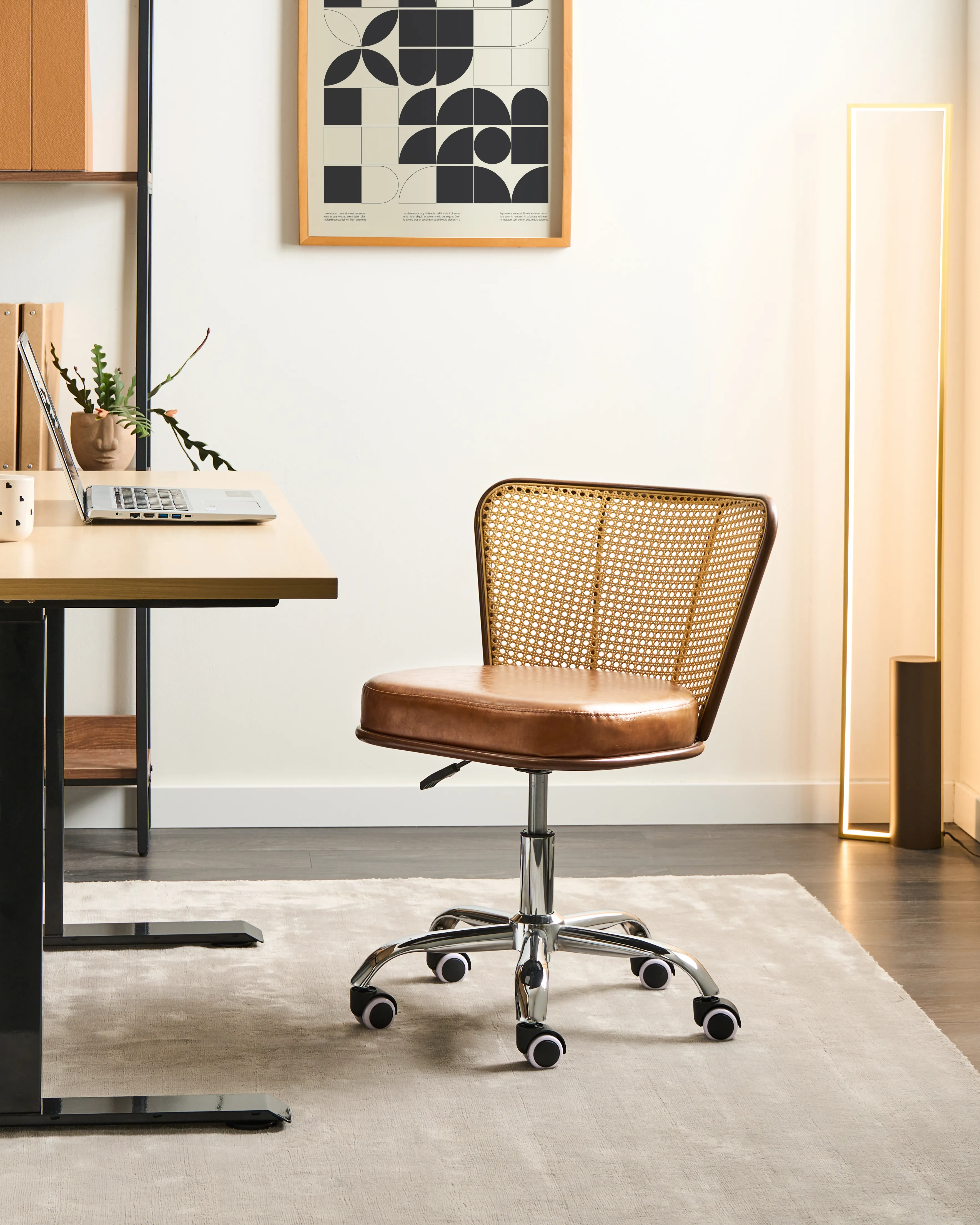 Desk Chair ROSWELL Faux Leather Brown