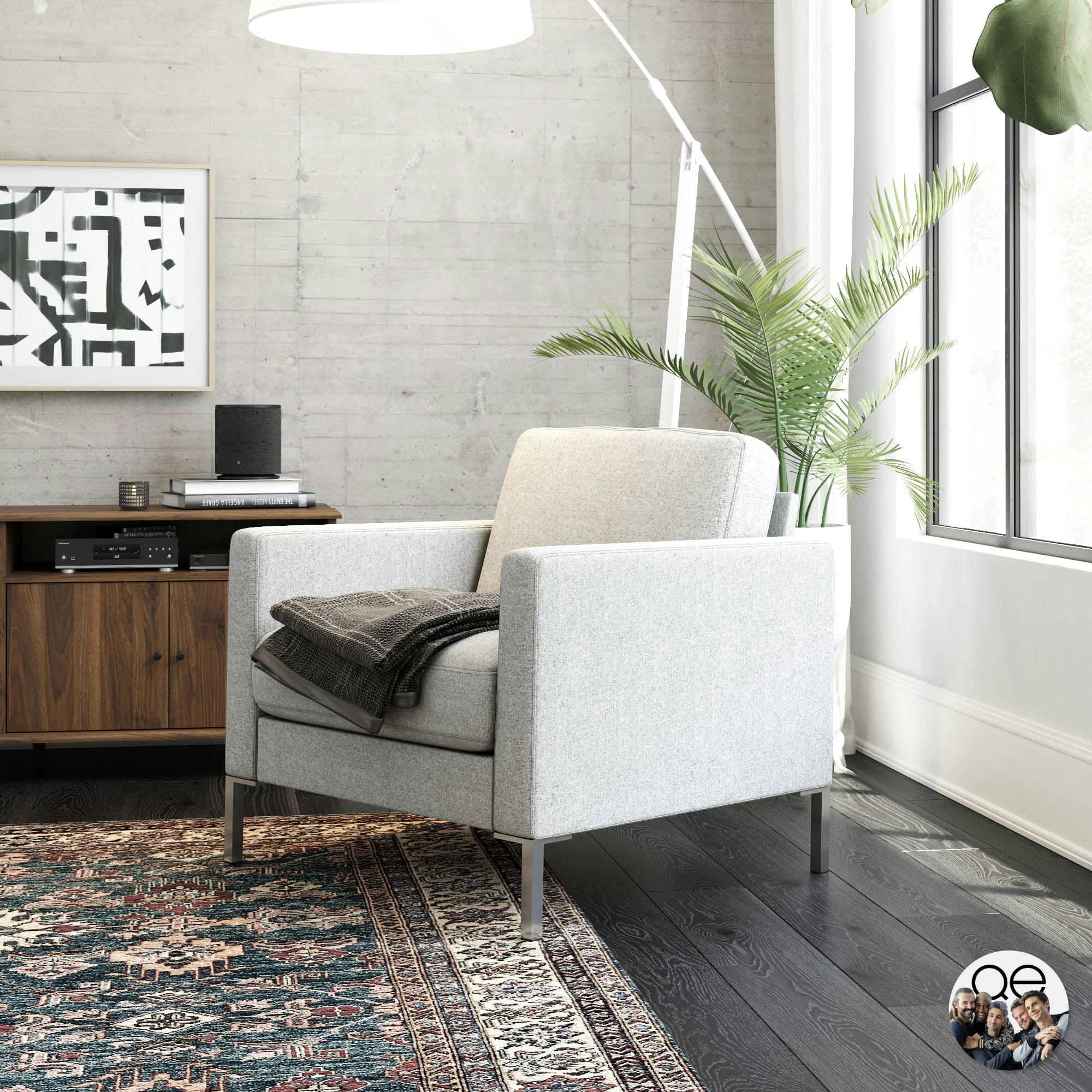 FABRY - Fauteuil en lin gris